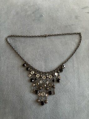 Statement Black and Rhinestone Necklace